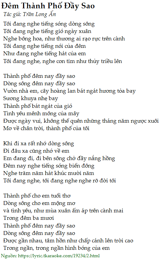 Loi bai hat Dem Thanh Pho Day Sao (Tran Long An)[Co Karaoke]