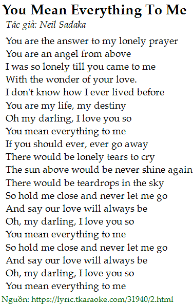 YOU MEAN EVERYTHING TO ME you mean everything to me: