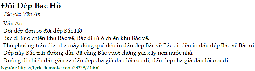 Loi bai hat Doi Dep Bac Ho (Van An) [co nhac nghe]