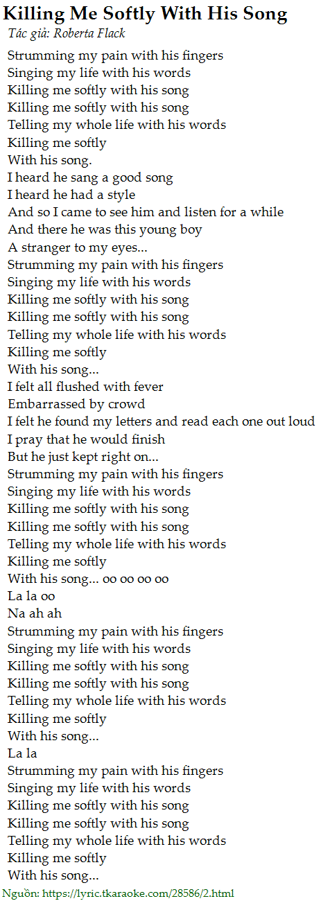 Killing Me Softly By Fugees W Lyrics 1080 Quality Killing Stalking Theme Song Youtube