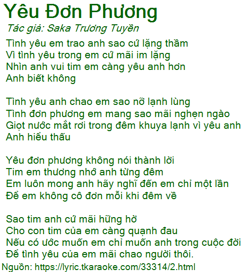 Định Nghĩa Yêu Đơn Phương