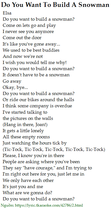 Do you wanna build a snowman lyrics