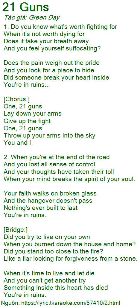 21 guns lyrics
