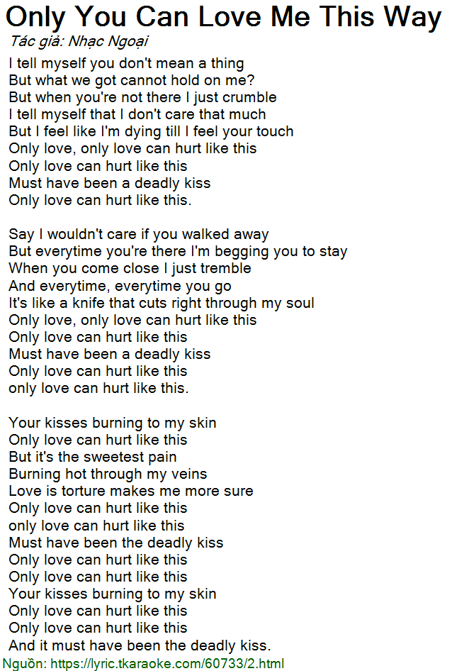 Only love can hurt like this lyrics